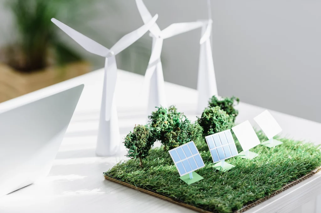 table-with-trees-windmills-and-solar-panels-model